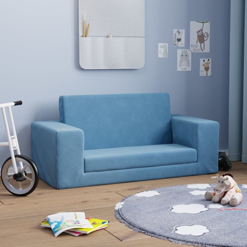 "2026 MODERNE"Kinder-Schlafsofa - elegantes Design - Sofa Baby/Kinder Sofa - 2-Sitzer Blau Weicher Plüsch Promotion795877 - Kindersofas