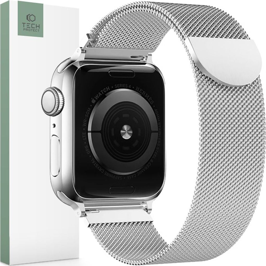 Tech-Protect Milaneseband Apple Watch 4 / 5 / 6 / 7 / 8 / 9 / Se (38 / 40 / 41 Mm) Silber