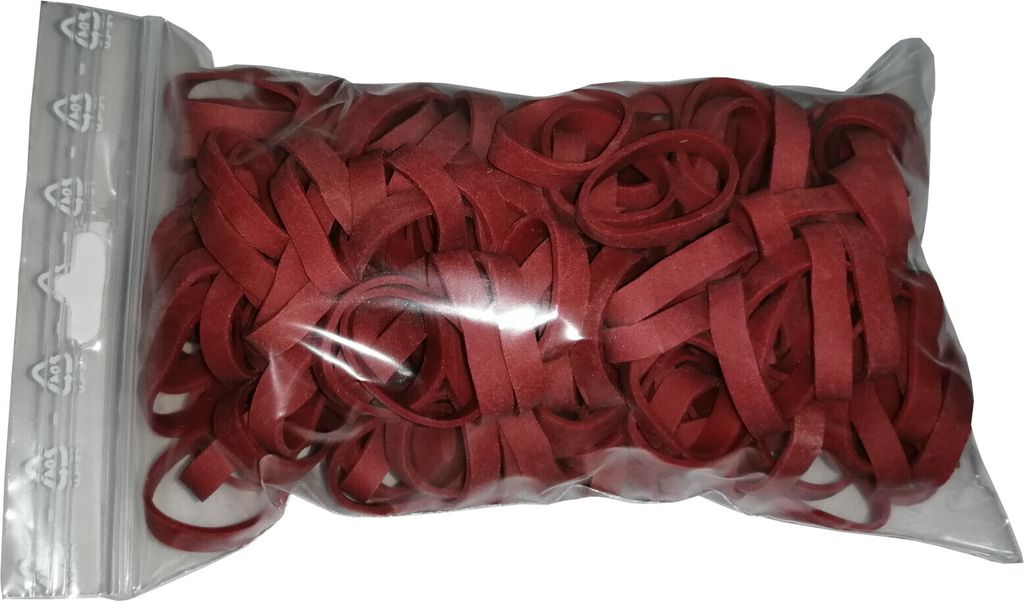 100 g Gummiringe rot 20mm Ø 1,2 x 5 mm breit