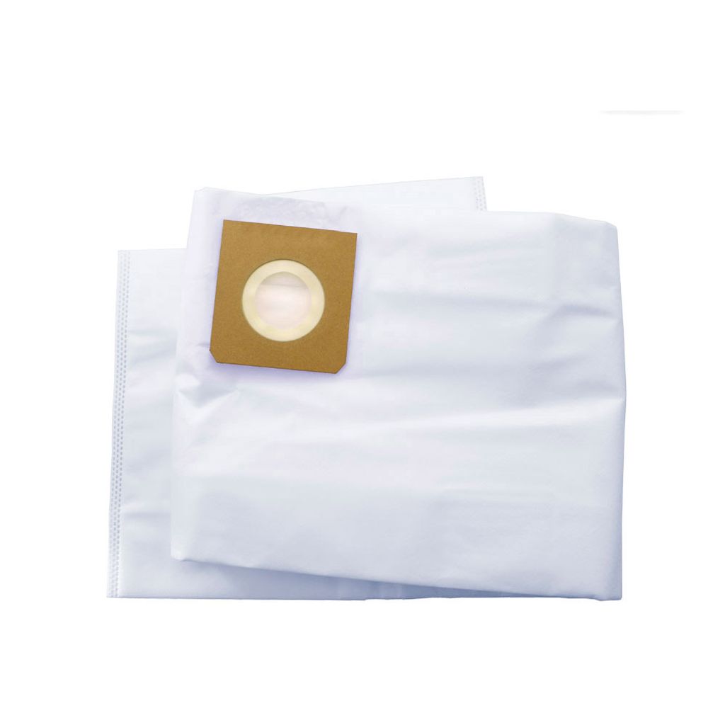 Two white vacuum cleaner bags with a cardboard connector are shown against a white background.