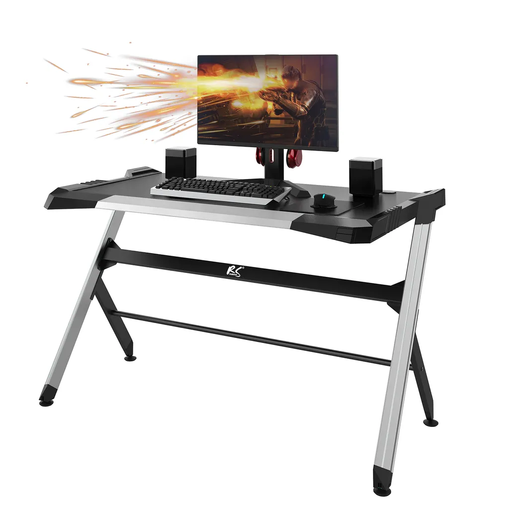 Bureau PC gamer pour setup streaming table gaming LED RGB Zocker - 2