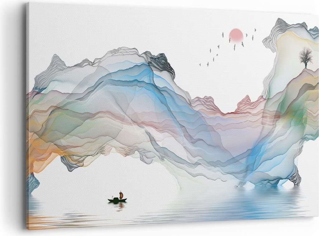 Bild auf Leinwand - Leinwandbild - Einteilig - Wellen Berge Fee - 120x80cm - Wand Bild - Wanddeko - Wandbilder - Leinwanddruck - Bilder - Wanddekor...