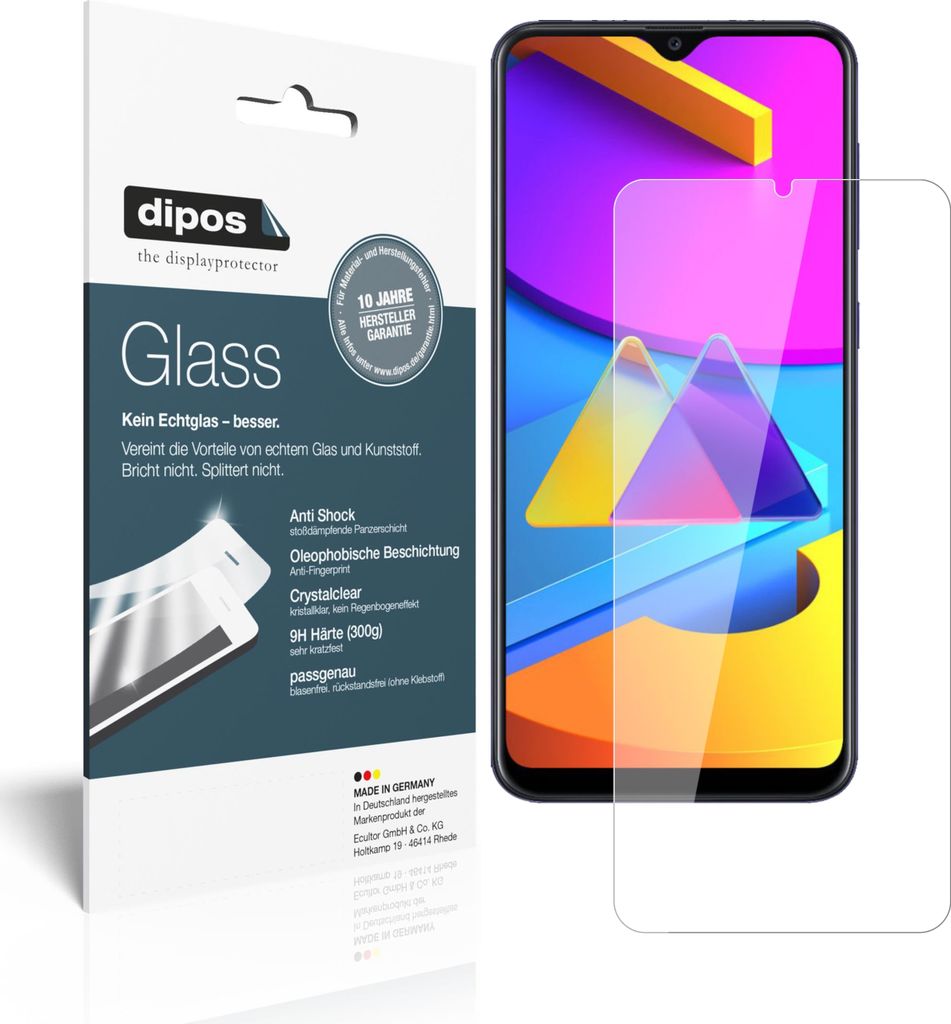2x Schutzfolie für Samsung Galaxy M10s - Anti-Shock 9H Folie dipos Glass Kunststoffglas