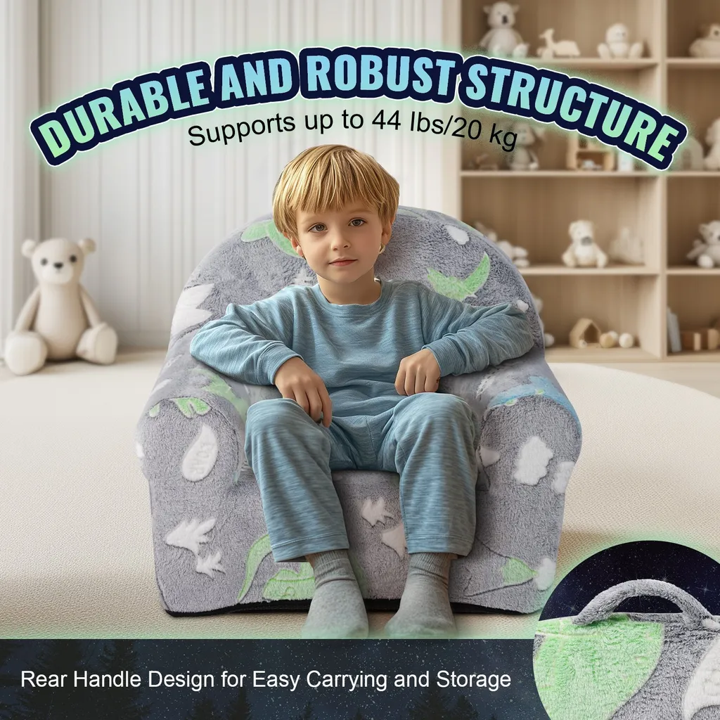 Divano per Bambini Grigio Fosforescente | Poltrona Letto Ergonomica - 4