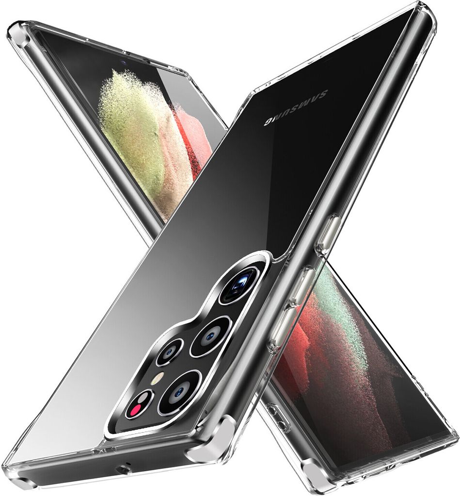 Galaxy S22 Ultra 5G Hülle, Kristall Klar PC Hartschale TPU Bumper Ecke Kante Stoßfest Schutzhülle für Samsung Galaxy S22 Ultra 5G