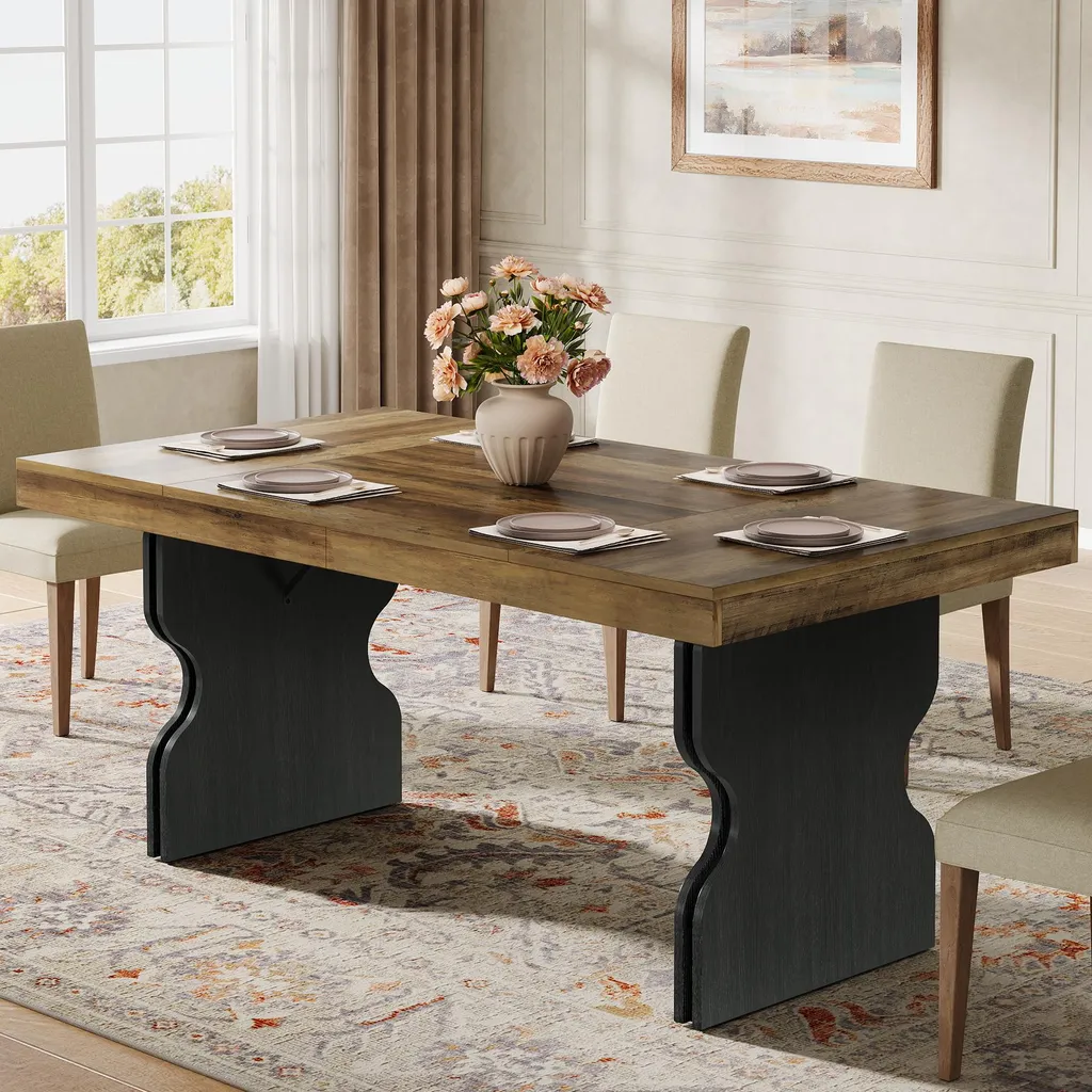 Tribesigns Table à manger rectangulaire rustique 160 cm en bois MDF