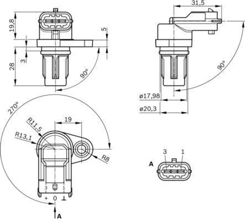 Capteur de Position Bosch 0232103097 pour Entretien Fiat 500L, 500X et Tipo