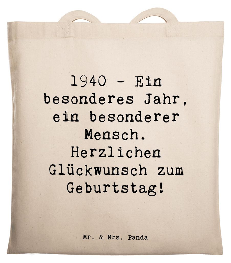 Mr. & Mrs. Panda Jutetasche Spruch 1940 Geburtstag - Weiß - Geschenk, Einzigartigkeit, Uni Tasche, Happy Birthday, Geburtstagsgeschenk, Tote Bag, ...