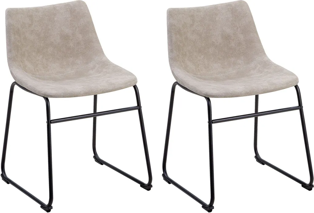 Chaises de salle à manger confortables et solides lot de 2 beige métal noir
