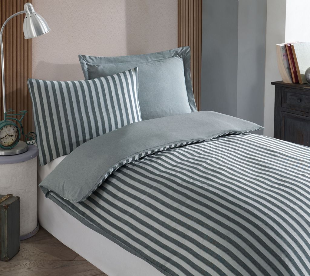 L'Essentiel Linge de Maison, Road Potlu - Green, Einzelbettbezug-Set, Grün, 70 % BAUMWOLLE / 30 % POLYESTER, 140 x 200 cm