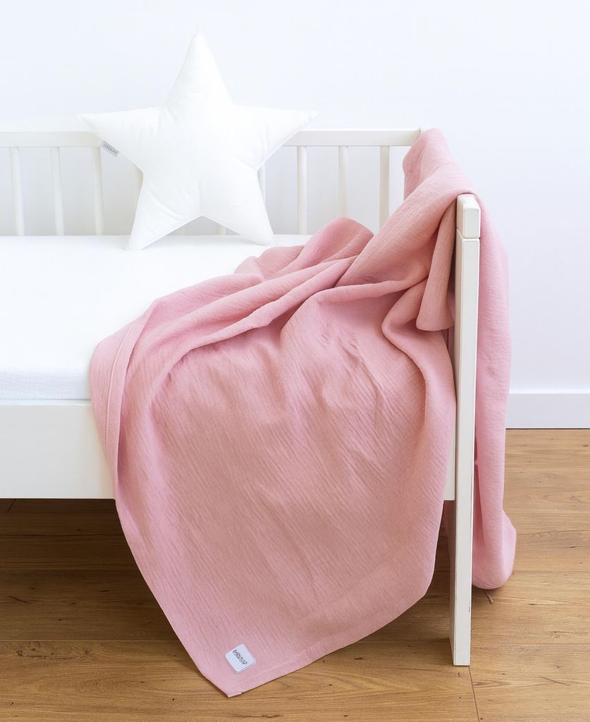 95 x 95 cm ROSA MUSSELIN Europäische Baumwolle Kühlende Decke Tuch Sommerdecke Wickeldecke Mullwindel Strandtuch für Baby Kinder Erwachsene