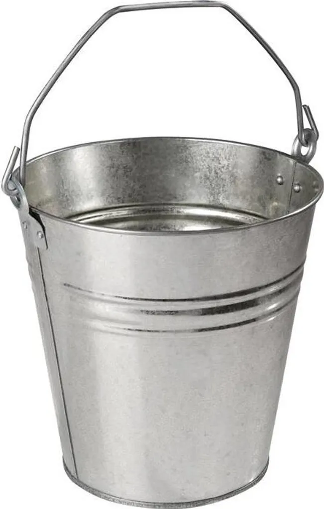 Seau métal argenté anticorrosion 12,5L haute résistance H300mm