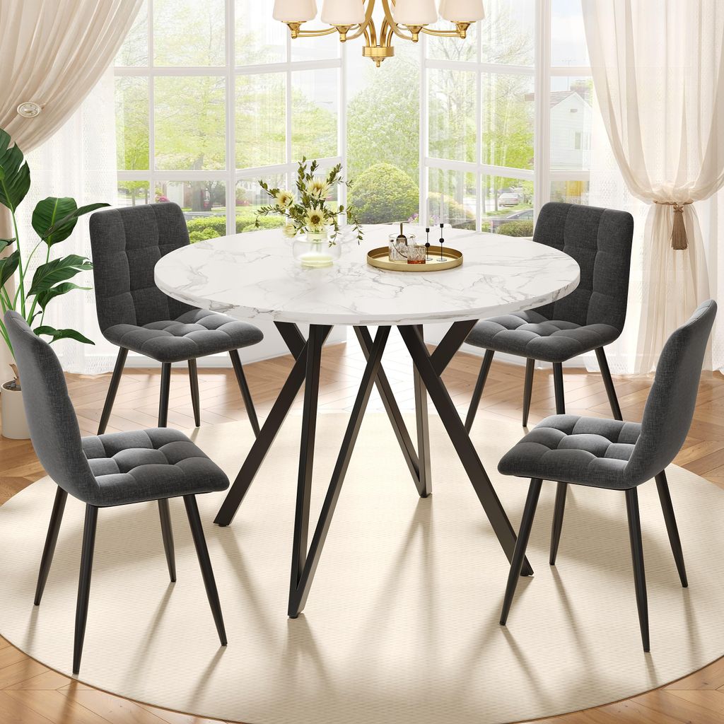 OKWISH Table À Manger - Ronde Pour 4 Personnes Avec Pieds Image du produit 
