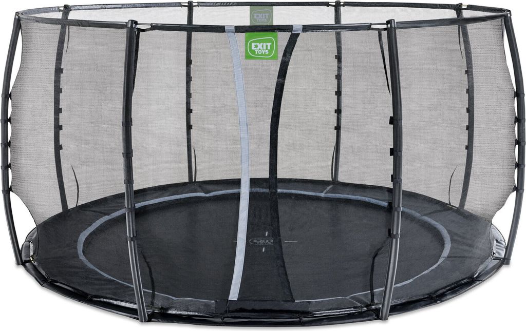 EXIT Dynamic Trampolin ø427cm, mit Sicherheitsnetz, Bodentrampolin, Rund, für Kinder, Schwarz