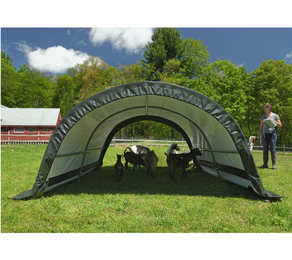 ShelterLogic Folien Weidezelt Zeltgarage Run-In-Shed Grün 300x260x150 cm