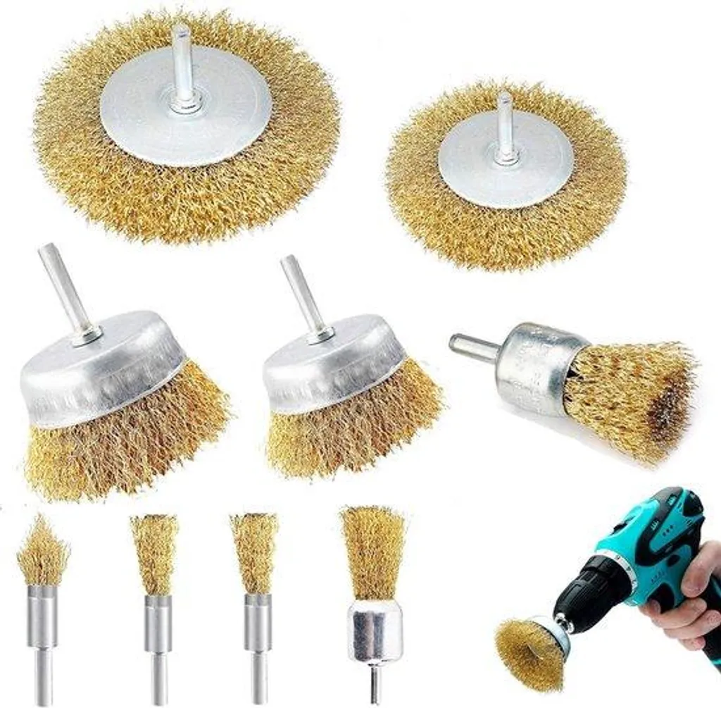 Assortiment de brosses rotatives en acier, set de 9 unités pour polissage