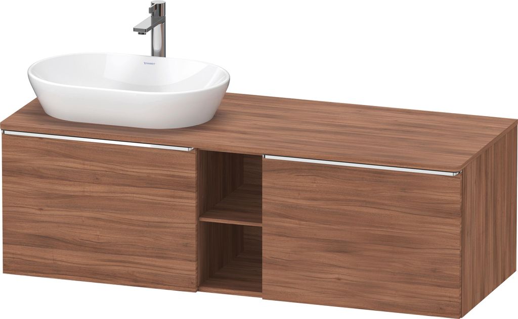 Duravit D-Neo Konsolenwaschtischunterbau wandhängend (Ausschnitt links), 1400x459x550mm, 2 Auszüge, 2 offene Fächer, mit Griff chrom, DE4950L107...