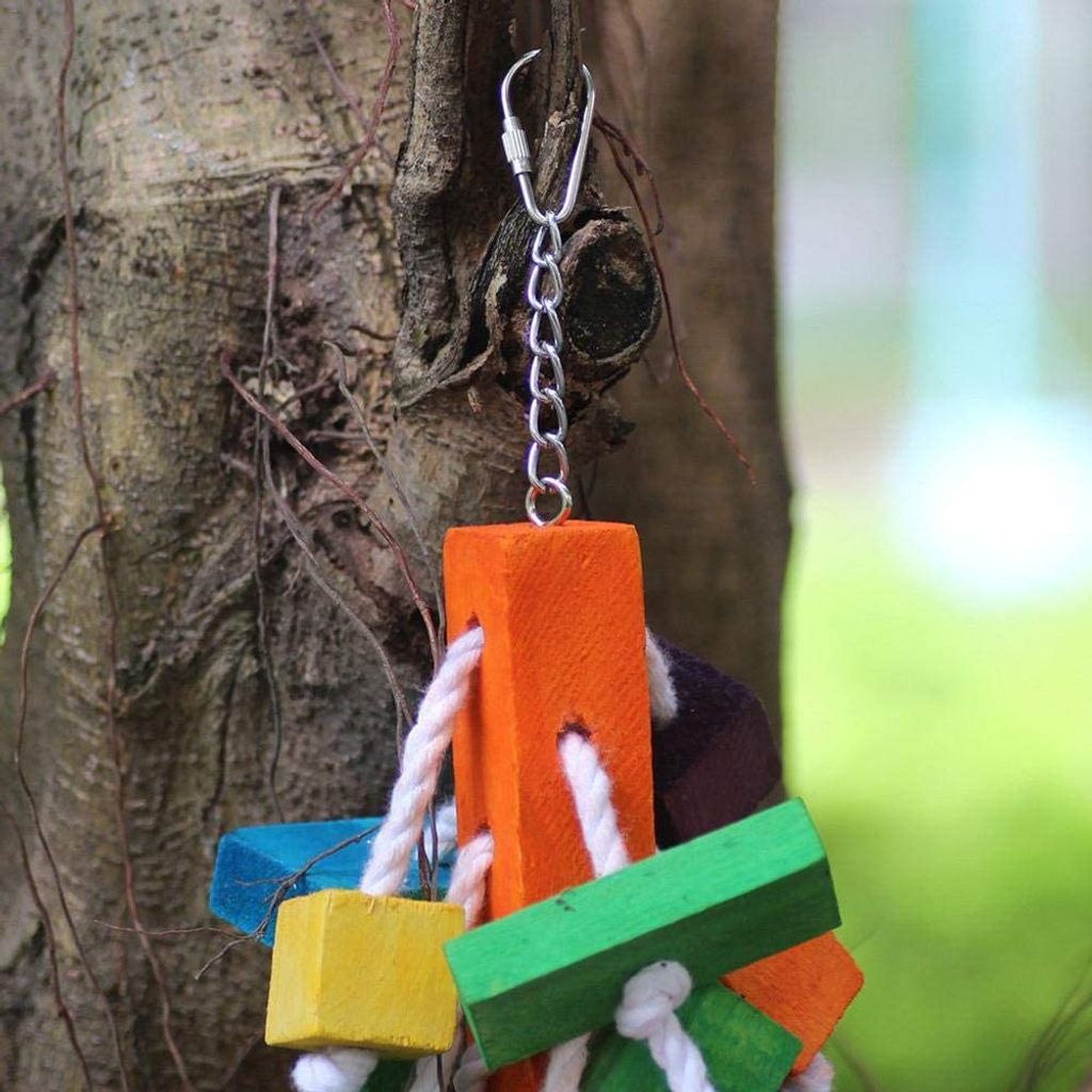 4-teiliges Papagei-Spielzeug Set – Bunte Holz-Kauspielzeuge Zum Aufhängen Für Vögel & Papageien