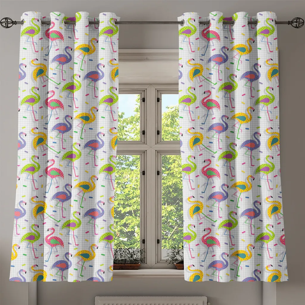 Paire de Rideaux Décoratifs Flamingo Multicolore - 2 Panneaux 245cm