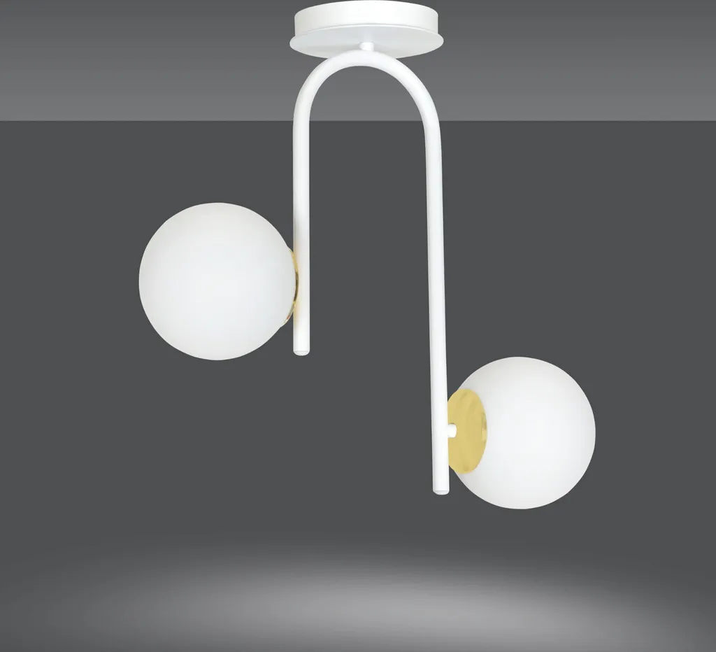 Plafonnier Compact Ragnar 1033/2 Blanc et Or pour Éclairer Petits Espaces