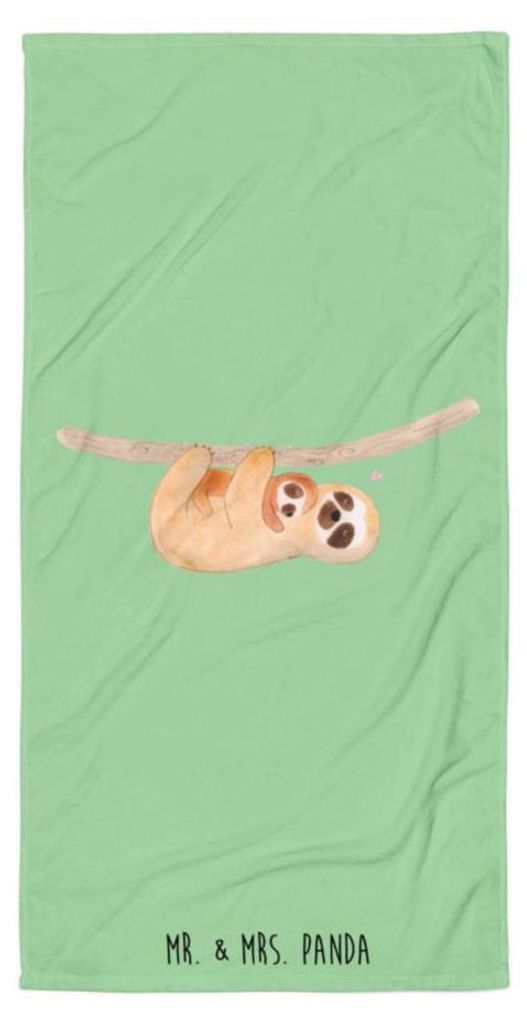 Mr. & Mrs. Panda Duschtuch Faultier Kind - Tropengrün - Geschenk, Mama, Baby, Strandtuch, Kinder, Duschhandtuch, Badehandtuch, Mom-life, Frotteeha...