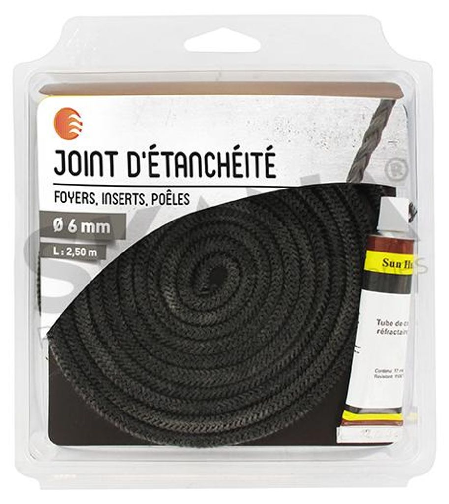Dichtungsdichtung für Kamineinsätze, Einlagen und Öfen (ohne Asbest) Ø: 6 - Länge 2,50 m