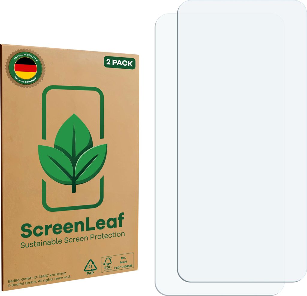 2x ScreenLeaf Schutzfolie für Oppo Reno 5G (case-friendly) nachhaltiger Displayschutz Display Schutz Folie Klar Transparent
