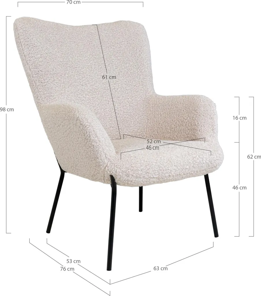 Fauteuil de lecture Glasgow blanc imitation peau de mouton chic - 6