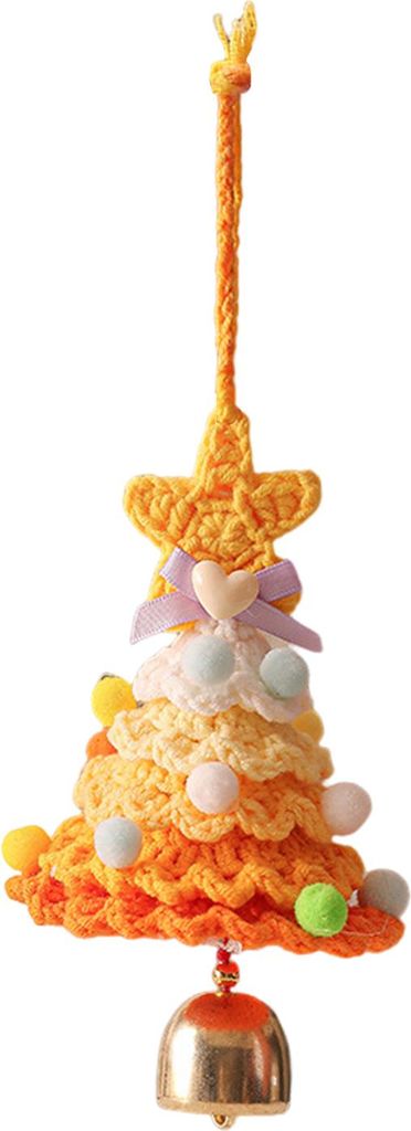 Gestrickter Weihnachtsbaumschmuck, Mini-Häkel-Weihnachtsbaumanhänger zum Aufhängen mit goldener Glöckchen für die Feiertags-, Haus- und Partyd...