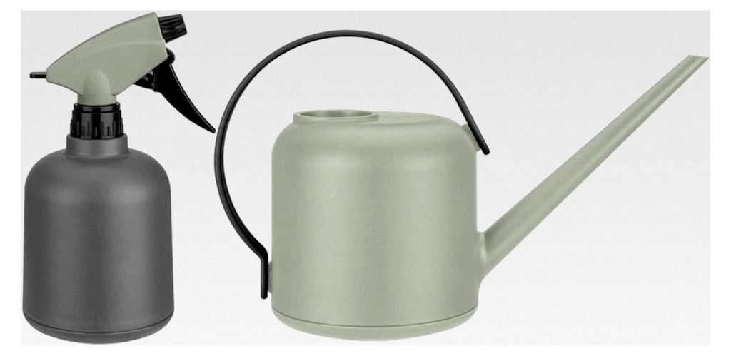 B.for Soft Gießkanne und Sprühflasche - Gießkanne und Pflanzensprüher - 100% recyceltes Plastik - Grün/Steingrün