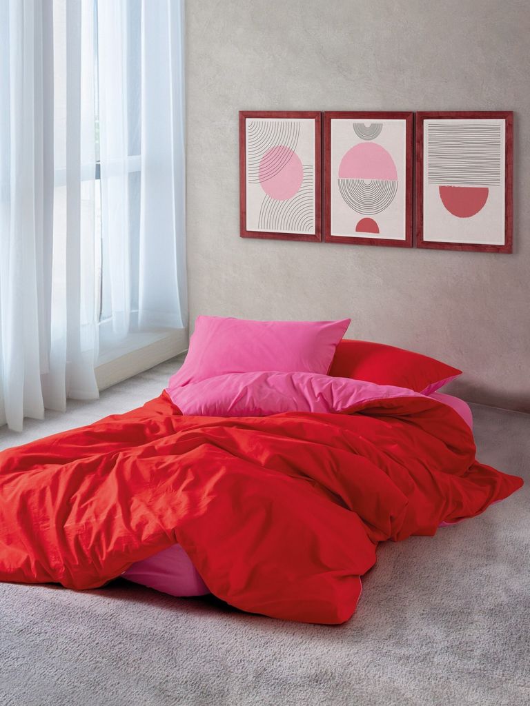 L'Essentiel Linge de Maison, Sage - Red, Fuchsia, Tagesdecke, Rot, Baumwolle, 240 x 220 cm