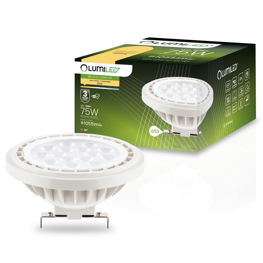 LUMILED LED-Leuchtmittel AR111 G53 Fassung 12V DC/AC 10W Produktbild 