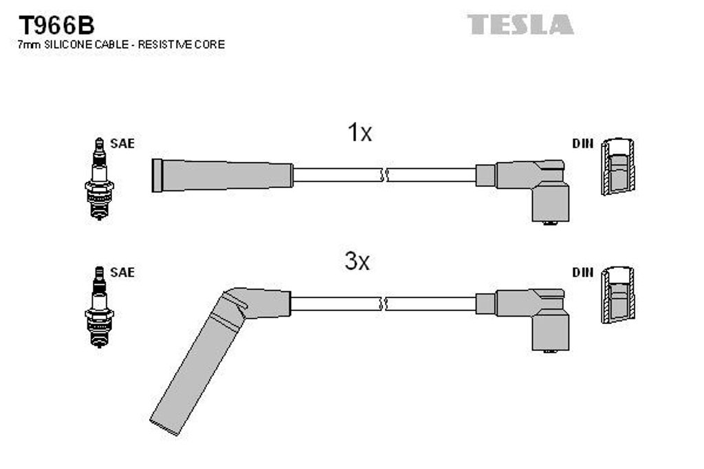 TESLA T966B Zündkabelsatz Zündleitungssatz für TOYOTA STARLET (P8) COROLLA (E9) COROLLA Liftback (E9) STARLET (P7) COROLLA Compact (E9) COROLLA ...