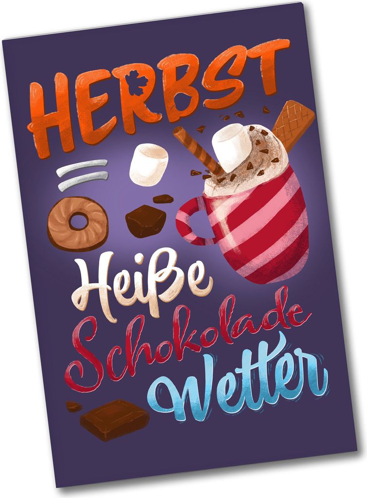 Herbst = Heiße Schokolade Wetter Souvenir Magnet Produktbild 