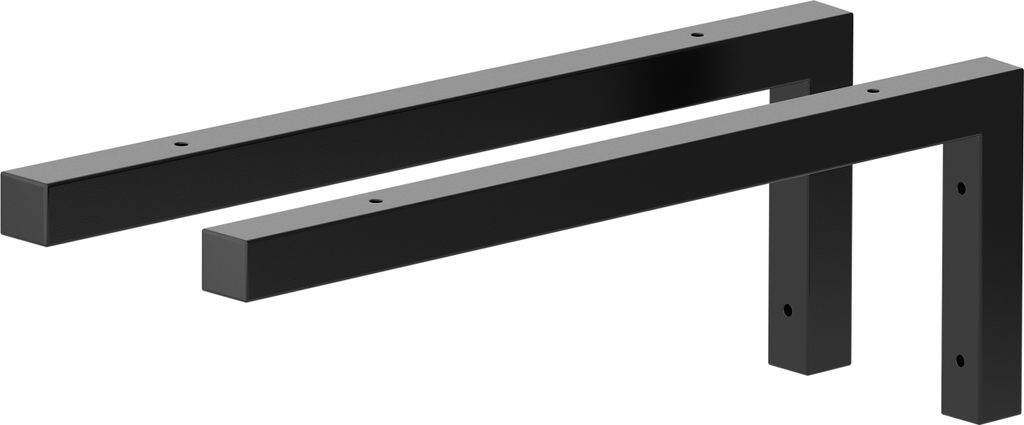 2x sossai Stahl Waschtischkonsole 50 cm, L-Profil, schwarzmatt für Waschbecken Waschtisch