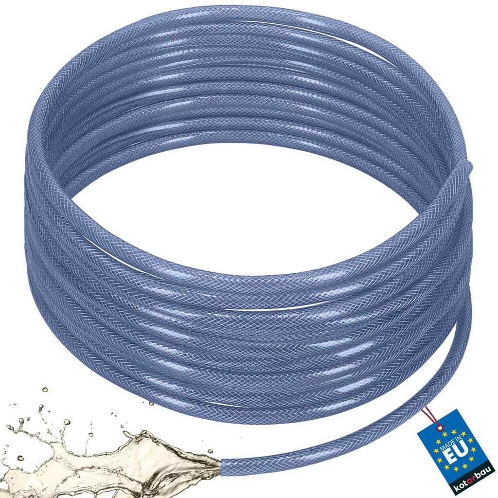 KOTARBAU PVC-Schlauch ø 10mm / 3mm Druckluftschlauch 50m Wasserschlauch PVC Gewebeschlauch Kompressorschlauch Chemikalienschlauch Transparent Blau