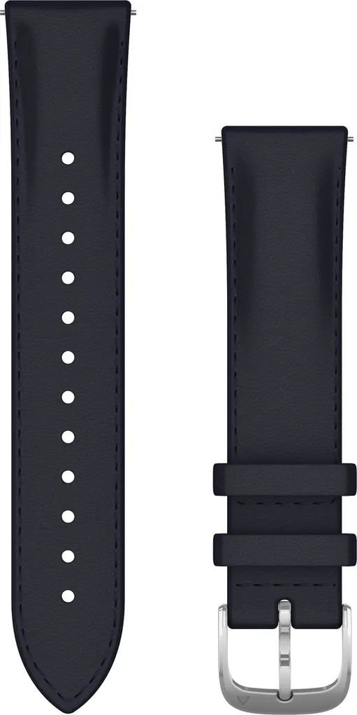Bracelet Garmin cuir 20mm bleu argent : fini les irritations du silicone