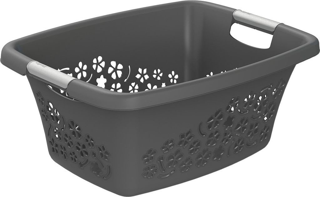 Rotho Blumen Wäschekorb 25l Anthrazit