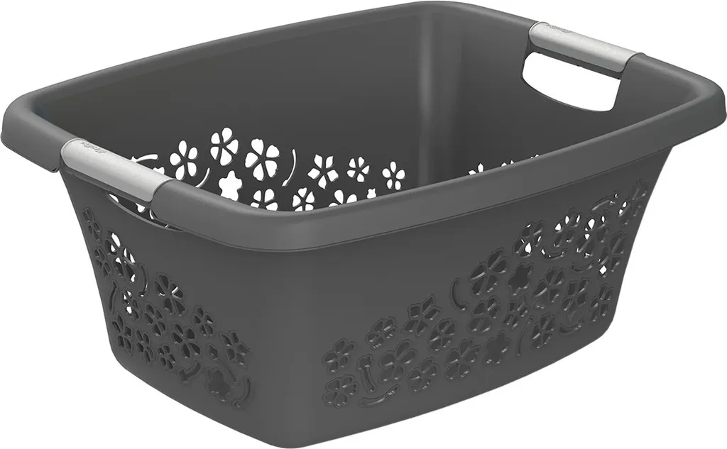 Rotho cesto portabiancheria 25L Flowers - cesto portabiancheria - cesto portabiancheria 50,5 x 38,3 x 21,8 cm - scatola portabiancheria in plastica - cesto portabiancheria