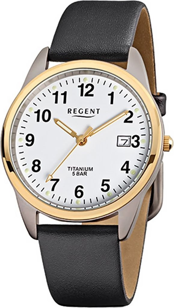 Regent Titan Herren Uhr F-687 Quarzuhr Armband schwarz D2URF687