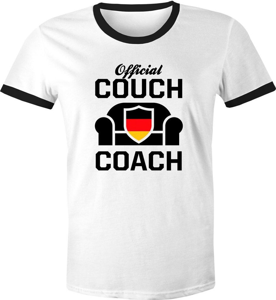Lustiges WM Shirt 2018 Retro Deutschland Couch Coach Herren Moonworks weiß-schwarz XL