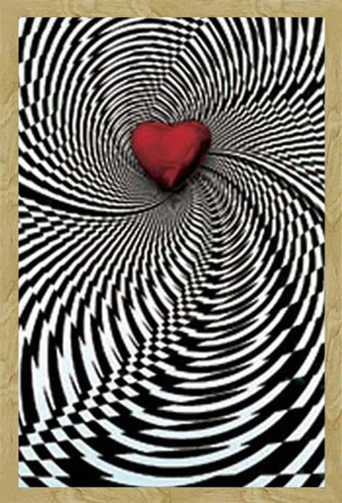 Illusione ottica - Poster - Cuore, Op-Art + cornice rimovibile, Shinsuke® Maxi MDF faggio, vetro acrilico