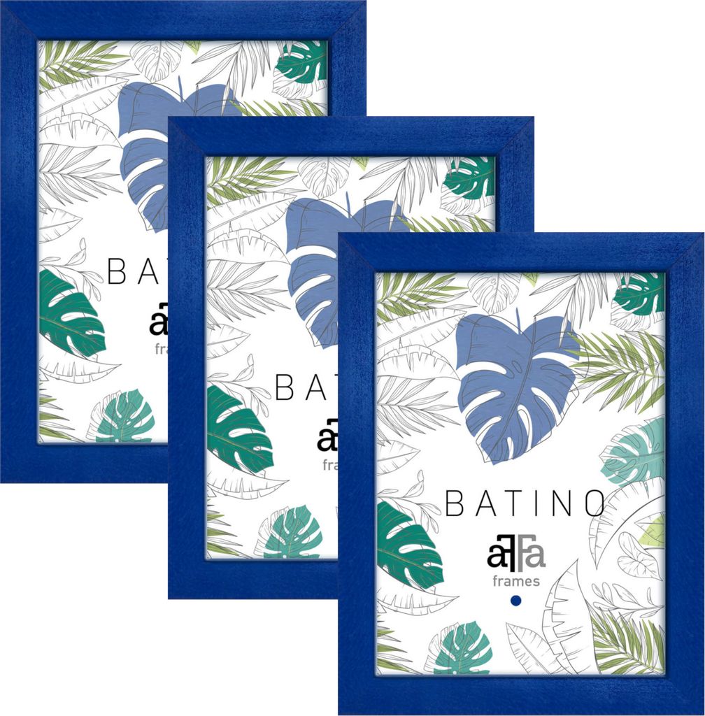 aFFa frames, Batino, Bilderrahmen aus Holz, mit Acrylglasfront, HDF-Hintergrund, Dunkelblau, 15x21 cm, 3er Set