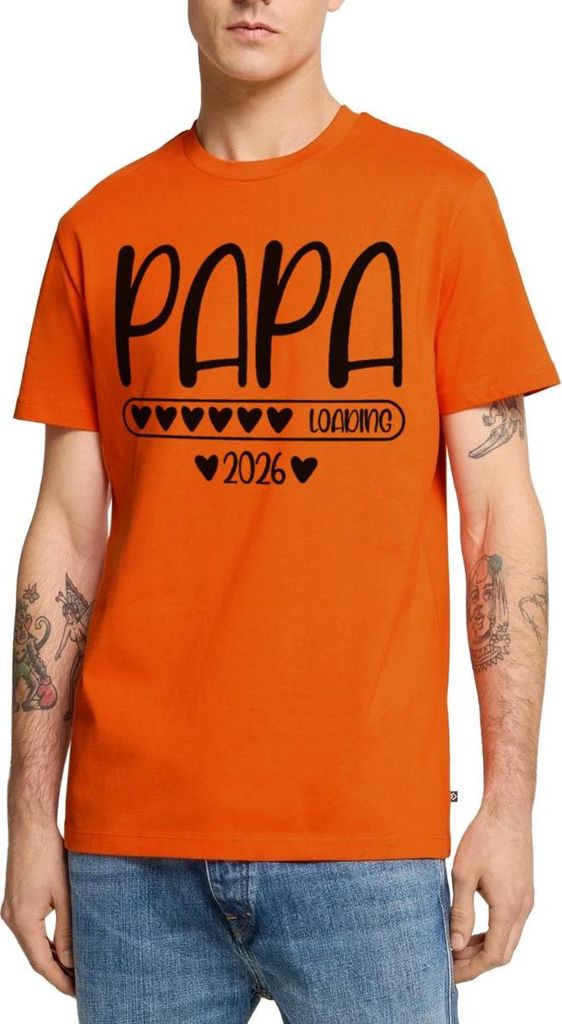 Spreadshirt Papa 2026 loading Männer Premium T-Shirt, XXL, Orange