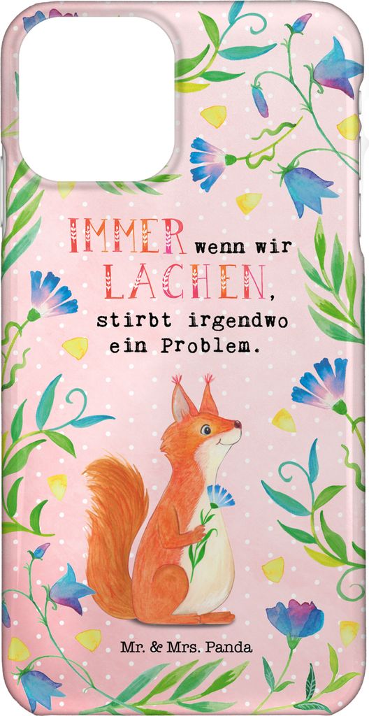 Mr. & Mrs. Panda Iphone 11 Handyhülle Eichhörnchen im Blumenland - Gelb Pastell - Geschenk, Cover, Handy Schutzhülle, Gute Laune, Hülle, Smartp...