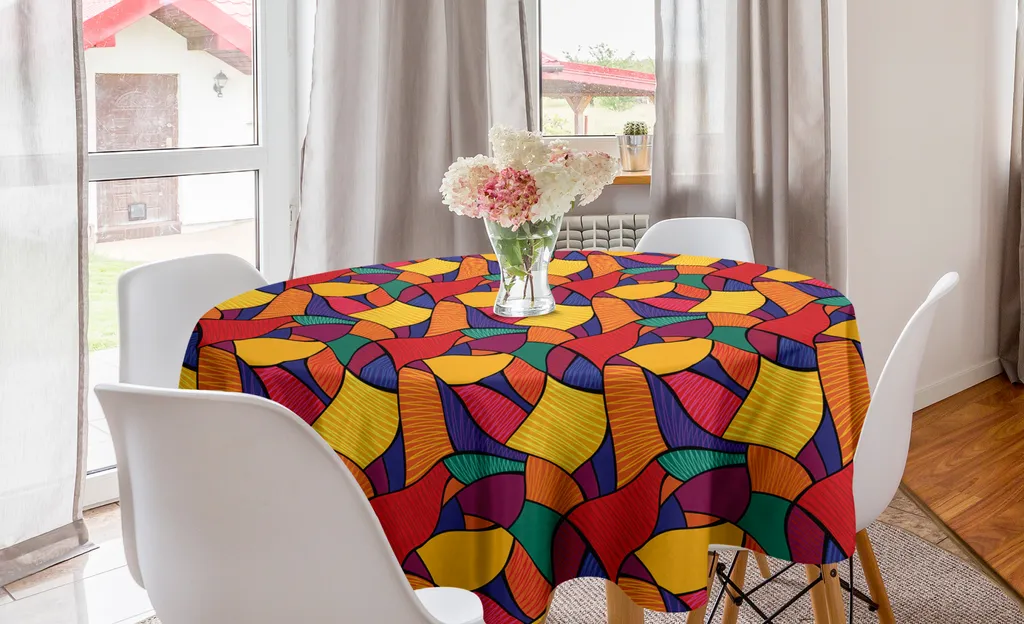ABAKUHAUS Tovaglia Rotonda 150 cm Mosaico Vivace - Arredo Cucina Colorato