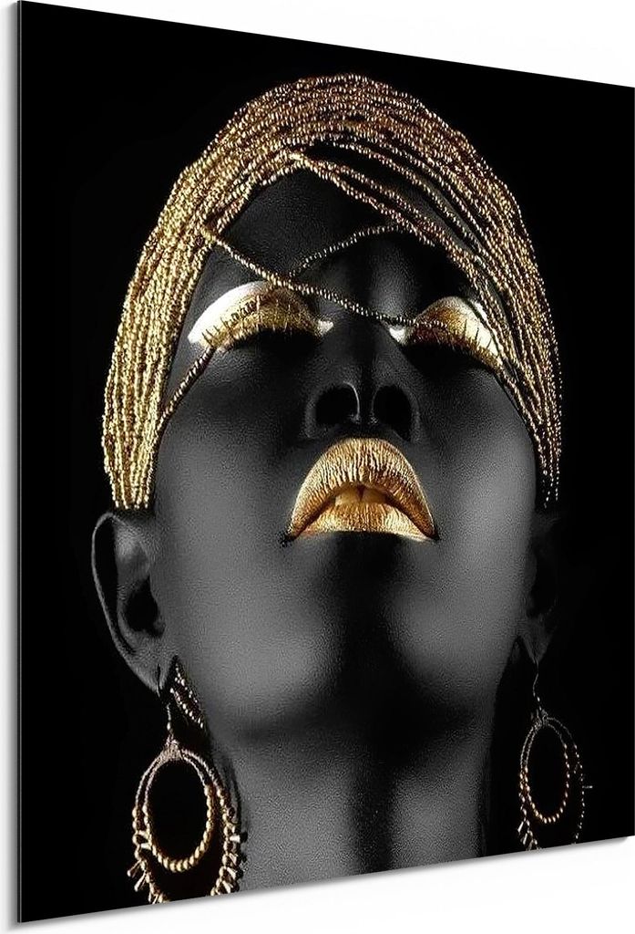 DEQORI Alu-Dibond Bild Weiß 50x50 cm 'Goldene Anmut' Wandbild Metall dünn Design