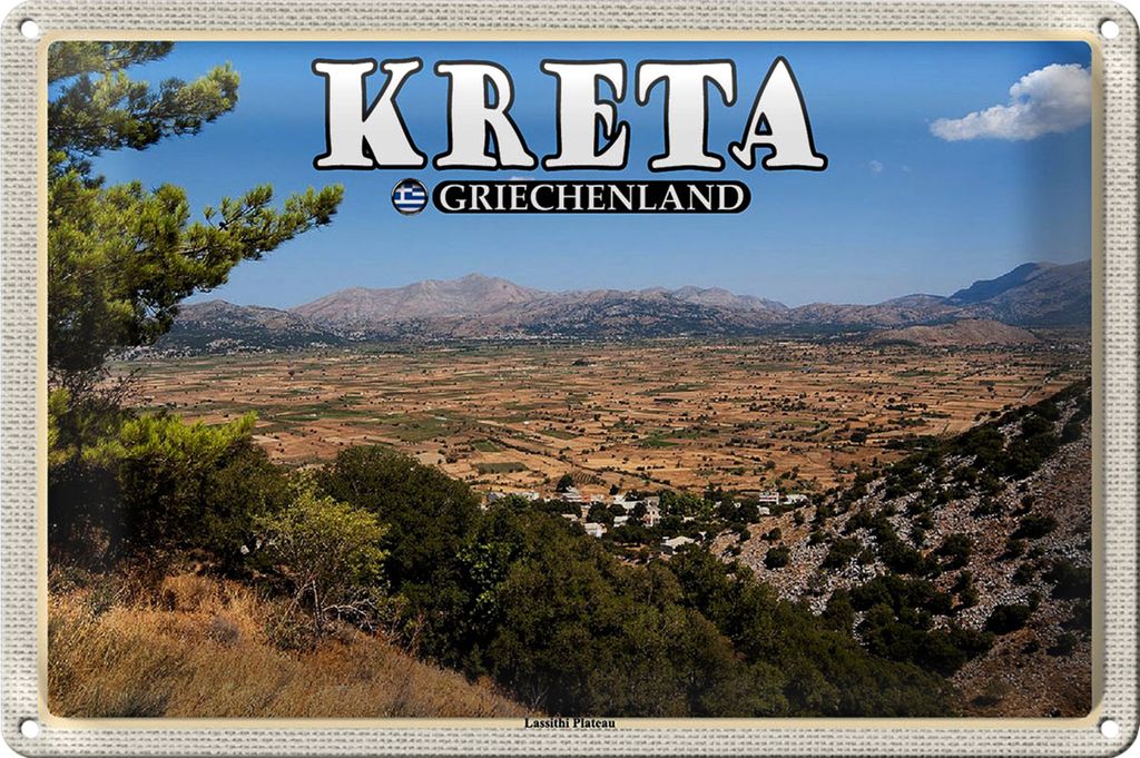 Blechschild Reise 18x12cm Kreta Griechenland Lassithi Plateau