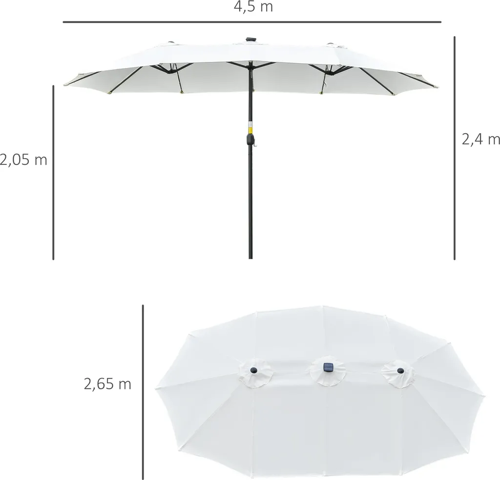 Parapluie double grande couverture structure robuste coloris crème - 4