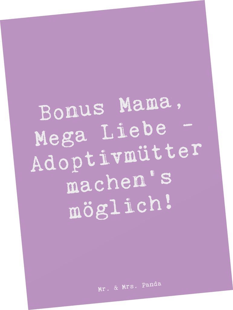 Mr. & Mrs. Panda Postkarte Spruch Adoptivmutter Liebe - Lavendeltraum - Geschenk, Zusammenhalt, Postkarten, Familie, Freude, Adoption, Ansichtskart...